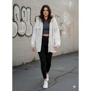 Alo Legion Reversible Bomber Jacket Womens XL Oversized Hooded Windbreaker